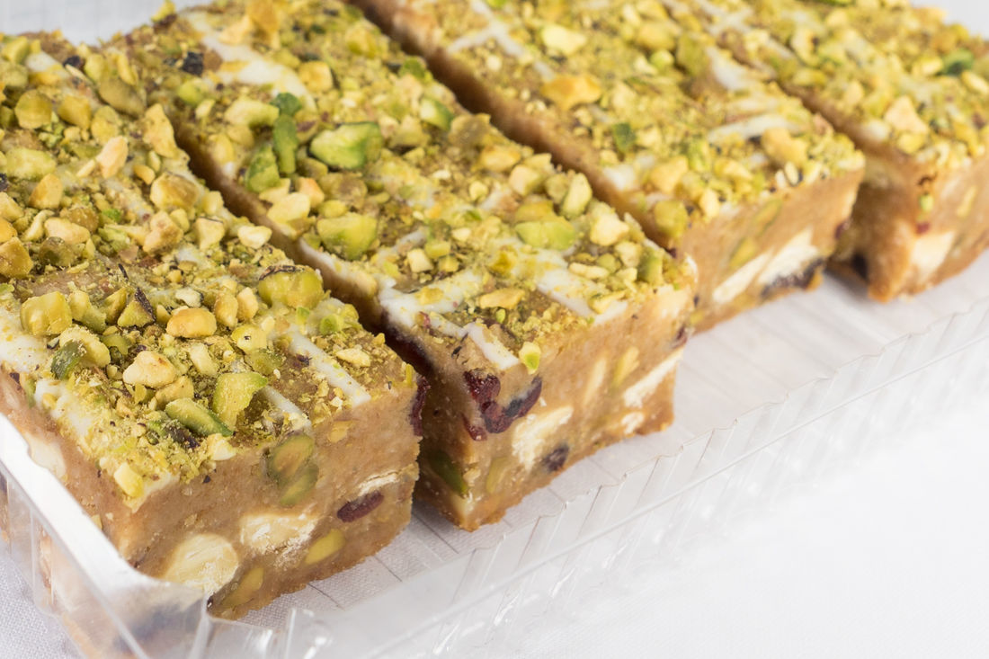 White Choc Pistachio Slice